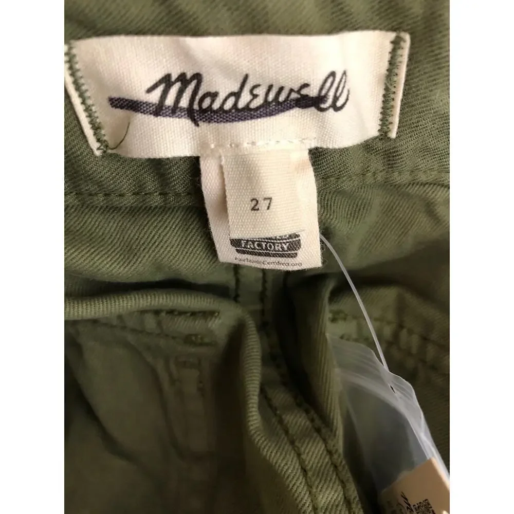 Madewell Griff Pants Superwide Leg Cargo Garment Dye Desert Olive Green NWT 27